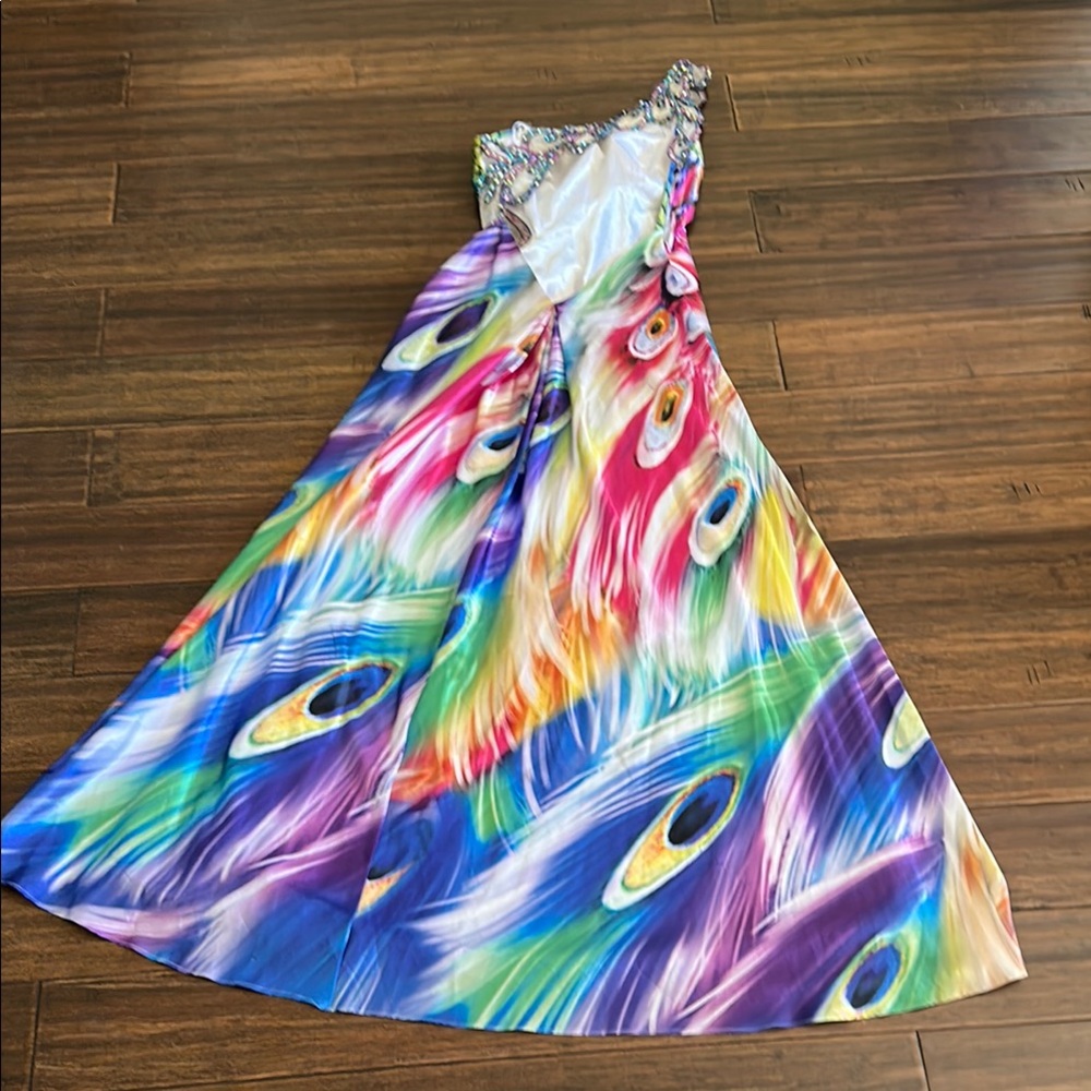 Vibrant Multicolor One-Shoulder Dress